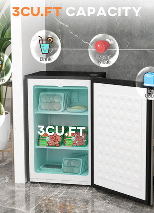 Upright Freezer, 3 Cu Ft Small Freezer with Reversible Single Door, Adjustable Thermostat for Home, Apartment, Silver