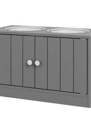 Elevated Dog Bowls with Storage Cabinet Containing Large 44L Capacity, Gray