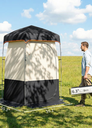 Camping Shower Tent, Portable Privacy Shelter with Solar Shower Bag, Removable Floor and Carrying Bag, Black