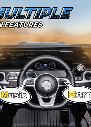 12V Mercedes Benz G500 Licensed Kids Electric Car with Remote Control, Headlights, Music, Suspension, Storage, Black