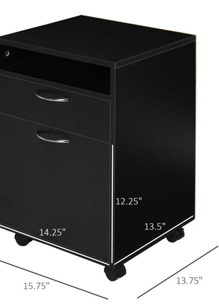 Mobile Storage Cabinet Organizer with Drawer and Cabinet, Printer Stand with Castors, Black