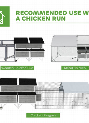 59" Wooden Chicken Coop w/ Wheels, Handles, 2 Nesting Boxes, 2 Trays, 4 Perches, Chicken Tractor for 4-6 Chickens, Gray