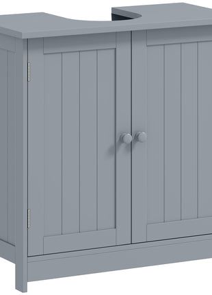 Under Sink Bathroom Cabinet, Pedestal Sink Storage Cabinet with 2 Doors, Shelf and U-Shape, Gray