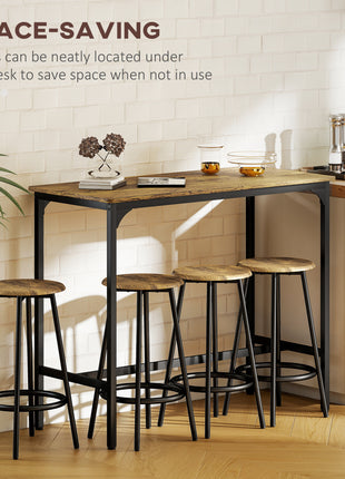 5-Piece Counter Height Bar Table and Chairs Set, Bar Table with Stools, Kitchen Table 4 Chairs, Rustic Brown