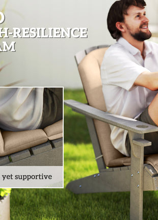 Set of 4 Outdoor Chair Cushions, High Back Adirondack Chair Cushion with Ties, High-Density Foam, Beige