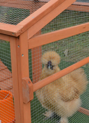96.5" Chicken Coop Wooden Hen House Poultry Cage Pen Portable with Wheels and Nesting Box, Chicken Cage for Backyard Outdoor, Natural