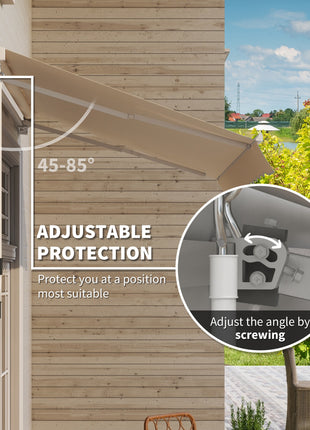 10' x 8' Retractable Awning, Patio Awnings, Sunshade Shelter w/ Manual Crank Handle, UV & Water-Resistant Fabric and Aluminum Frame for Deck, Balcony, Yard, Beige