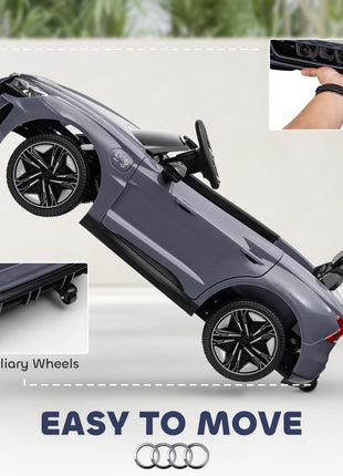 12V Licensed Audi RS E-tron GT Kids Ride on Car with Remote Control, Suspension, Horn, Music, Lights, Gray
