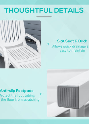 Outdoor Chaise Lounge Chair on Wheels with Storage Box, Waterproof Lounger with Quick Assembly, Folding Design, 5 Level Adjustable Backrest for Pool, Beach, Patio, Garden, White