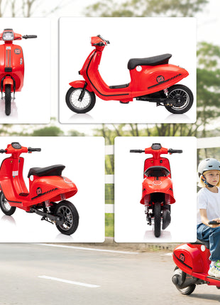 24V Kids Motorcycle with 3-Speed, Electric Motorcycle with Rear Suspension and LED Lights for 8-12 Years Old, Red