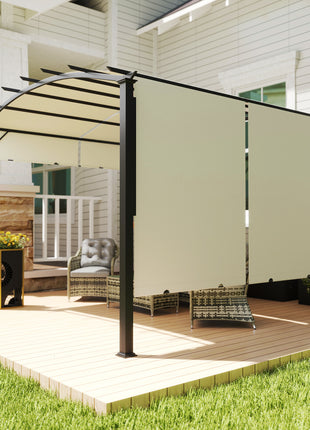 11' x 11' Outdoor Retractable Pergola Canopy for Backyard, Beige