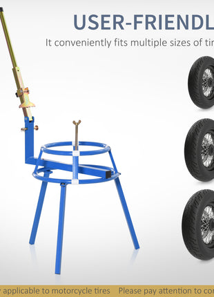 Motorcycle Tire Changing Stand Durable Steel Machine with Adjustable Bead Popper and Leverage Handle for 16" - 24" Multi Size