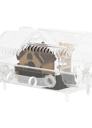 Hamster Cage with Large Wheel & Hideout, Small Animal Habitat with Accessories, Clear Pet House, 21.5" x 11.8" x 12.6",
