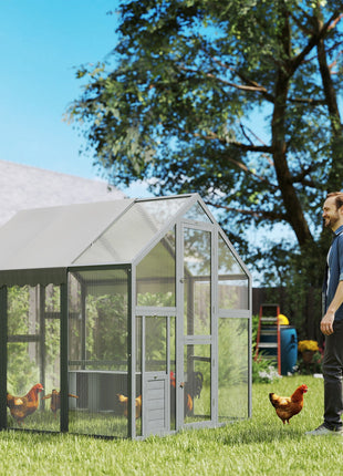 Large Wooden Chicken Run with Waterproof & Anti-UV Cover, for 6-8 Chickens, for Backyard, Farm, 5.5' x 6' x 6'