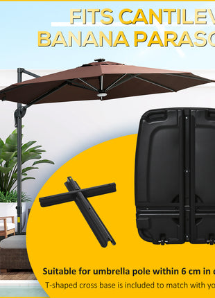 Cantilever Offset Umbrella Base Portable Square Parasol Weights with Wheels, Water and Sand Filled, Up to 165 lbs, Black
