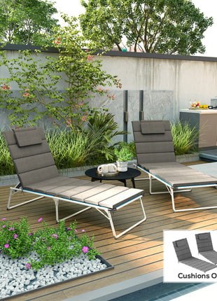 Foldable Chaise Lounge Cushion Set of 2, Outdoor Lounge Chair Cushion Set, UPF50+ 230gsm Olefin, 80" x 26" Charcoal Gray
