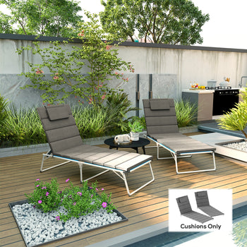 Foldable Chaise Lounge Cushion Set of 2, Outdoor Lounge Chair Cushion Set, UPF50+ 230gsm Olefin, 80" x 26" Charcoal Gray