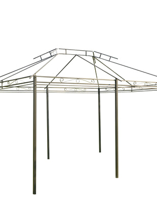 10' x 13' Outdoor Soft Top Gazebo Pergola with Curtains, 2-Tier Steel Frame Gazebo for Patio, Sage Gray
