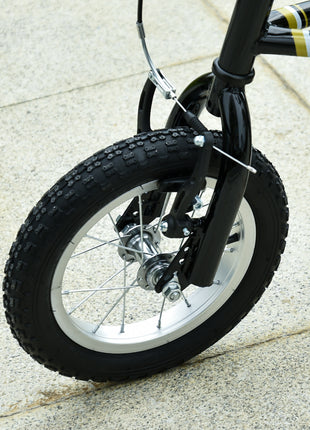 Youth Scooter Front and Rear Caliper Dual Brakes 12-Inch Inflatable Front Wheel Ride On Toy For Age 5+ - Black