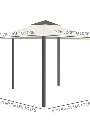 10' x 10' Patio Gazebo, Double Roof Outdoor Gazebo with Privacy Curtains, Mesh Netting, Aluminum Frame Outdoor Canopy Shelter, Cream White