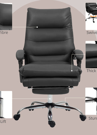 Massage Office Chair with Heat Function, Computer Desk Chair with Footrest Swivel Wheels, Black