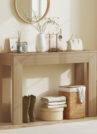Modern Console Table, 47" Narrow Entryway Table, Natural Wood