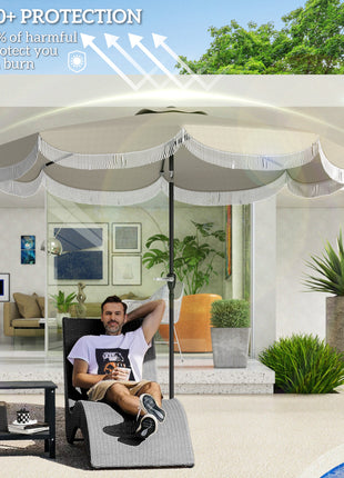 9FT Patio Umbrella, UPF 30+ Outdoor Market Umbrella with Crank, 8 Ribs, Push Button Tilt, Vented for Patio Deck Backyard Lawn, Light Gray
