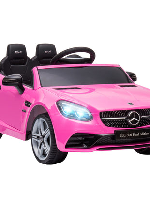 Mercedes SLC 300 Licensed Kids Electric Car with Remote Control, 12V Battery Powered Kids Ride on Car with Music, Lights, Suspension for 3-6 Years Old, Pink