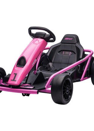 24V Electric Go Kart for Kids, Drift Ride-On Racing Go Kart with 2 Speeds, for Boys Girls Aged 8-12 Years Old, Pink