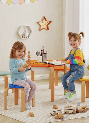 5 Piece Kids Table and Chairs Set, Toddler Table and Chair Set with Built-in Storage, for Nursery, Living Room, Playroom