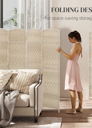 Folding Room Divider Screen 6 Panel 6' Tall Privacy Screen Freestanding Wood Partition for Home Office, Washed Oak