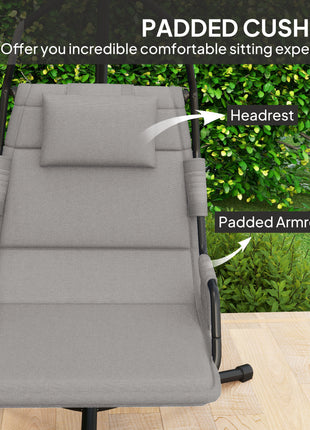 Hammock Chair with Stand and PA Coating Cushion, Hanging Swing Chair with Steel Frame for Indoor and Outdoor, Gray