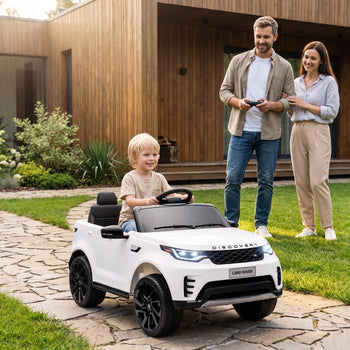 12V Electric Car for Kids, Licensed Land Rover Ride on Car with Parent Remote, Soft Start, 4 Wheel Suspension, White