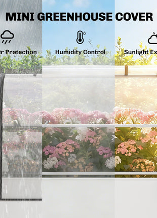 Raised Garden Bed with Flip-Up Greenhouse Cover, Metal Elevated Garden Bed with Legs and Drainage Hole, White