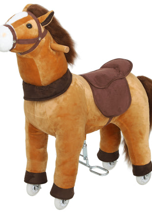 Ride on Horse, Plush Riding Pony for Ages 3-5, Walking Horse Animal with Wheels for Active Play, Dark Brown