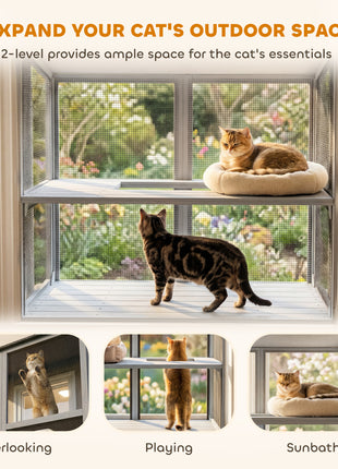 Catio Outdoor Cat Enclosure Outdoor Window Box Cat House with Waterproof Roof 39.4"L Gray