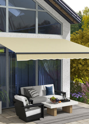 12' x 10' Retractable Awning, 280gsm UV Resistant Sunshade Shelter for Deck, Balcony, Yard, Beige