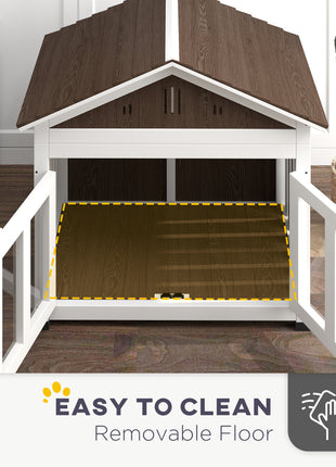 40"L Wooden Dog House Outdoor Indoor for Small, Medium, Large Dogs, with Air Vents & Elevated Removable Floor