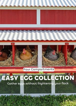 187.3" Large Chicken Coop, Walk-in Wooden Hen House, Outdoor Poultry Cage with Run, Weatherproof Roof, Nesting Box