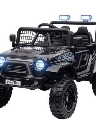 12V Ride on Car, Ride on Truck w/ Remote, 4 Suspension Wheels, 3 MPH Max Speed, Music, Horn & Lights, Black