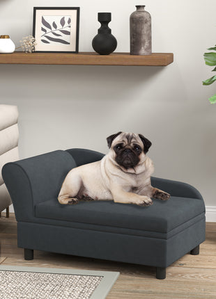 Pet Sofa Bed Couch with Storage, Pet Sofa for Cats and Small Dogs, Dark Gray