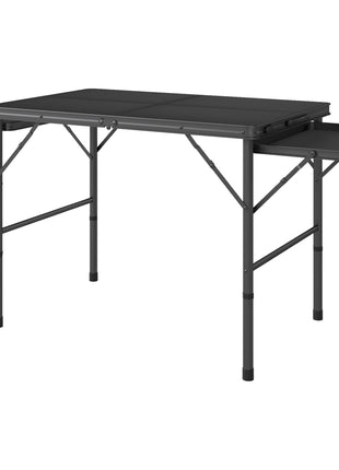 Folding Camping Table, 4.5ft Portable Table with 2 Wing Panels, Height Adjustable Metal Picnic Table