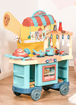 Kids Kitchen Food Stand with Play Food, Cashier Register, Accessories Ages 3-6
