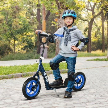 Kids Scooter with Adjustable Handlebar, Kids Kick Scooter with Non-slip Footplate, Rear Brake, 12" EVA Wheels, Blue