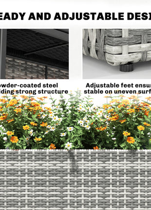 Tall Rectangular Planter with Removable Liner, Holes, PE Wicker Large Planter Box for Indoor Outdoor Plants, Gray