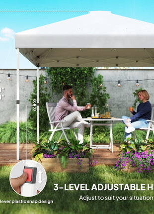 10' x 10' Pop Up Canopy Tent with 2 Half Sidewalls, UV50+ Instant Sun Shelter with Wheeled Carry Bag, White