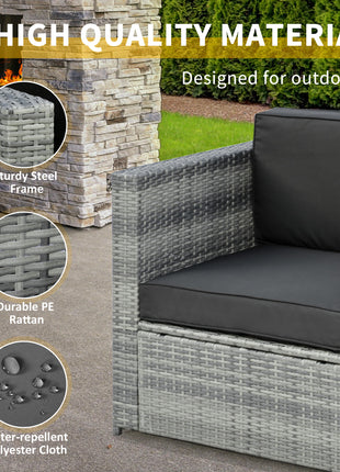 Wicker Bistro Patio Set, 2 Porch Chairs & Glass Table, Black