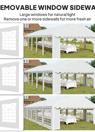 20' x 40' Party Tent, Outdoor Canopy Tent with Removable Sidewalls, 12 Windows for Parties, Wedding, Events, BBQ, White