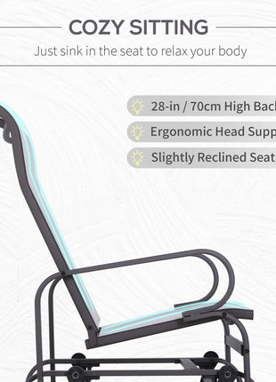 Gliding Lounger Chair, Single Rocker with Lightweight Metal & Mesh Construction, White