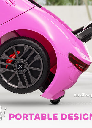 Maserati Gran Turismo Licensed 12V Kids Electric Car w/ Remote Control, Soft Start, LED Lights, Music, Horn, Pink